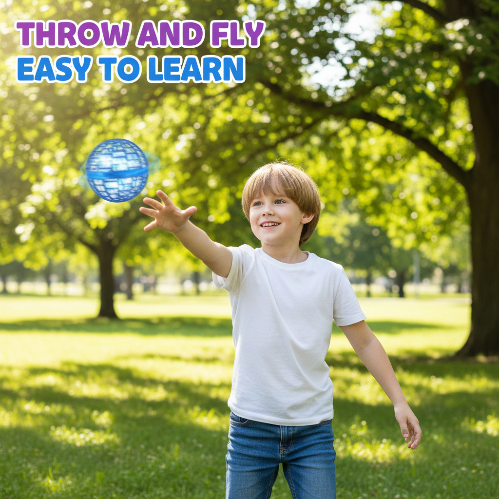 Bola Spinner Voa Divertido Led Drone Bomerang 360° Vermelha Castela