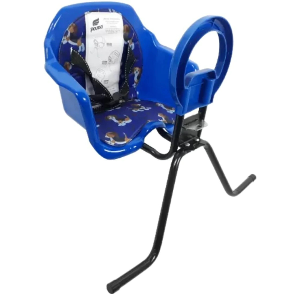 Detalhes do Cadeirinha para Bicicleta Criança Dianteira Luxo Pojda Azul  estofadinho com desenhos diversos