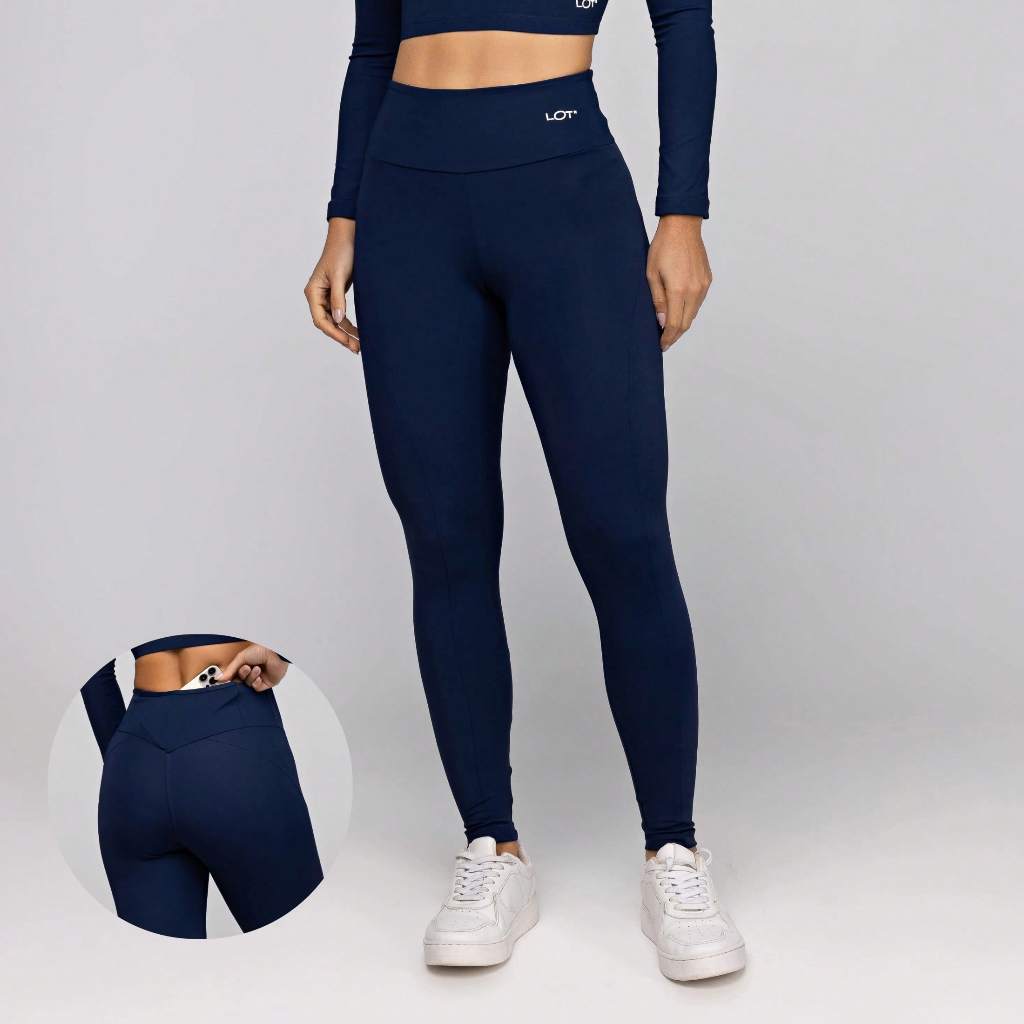 Calça Legging Poliamida Fitness Feminina com Bolso Atrás Empina Bumbum Academia