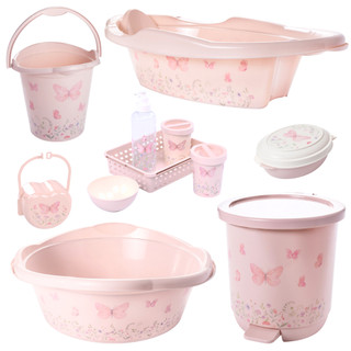 KIT BANHEIRA DE BEBÊ DECORADA LUDICA PLASUTIL + KIT HIGIENE URSO 5 PEÇAS + BACIA LIXEIRA BALDE SABONETEIRA PORTA CHUPETA