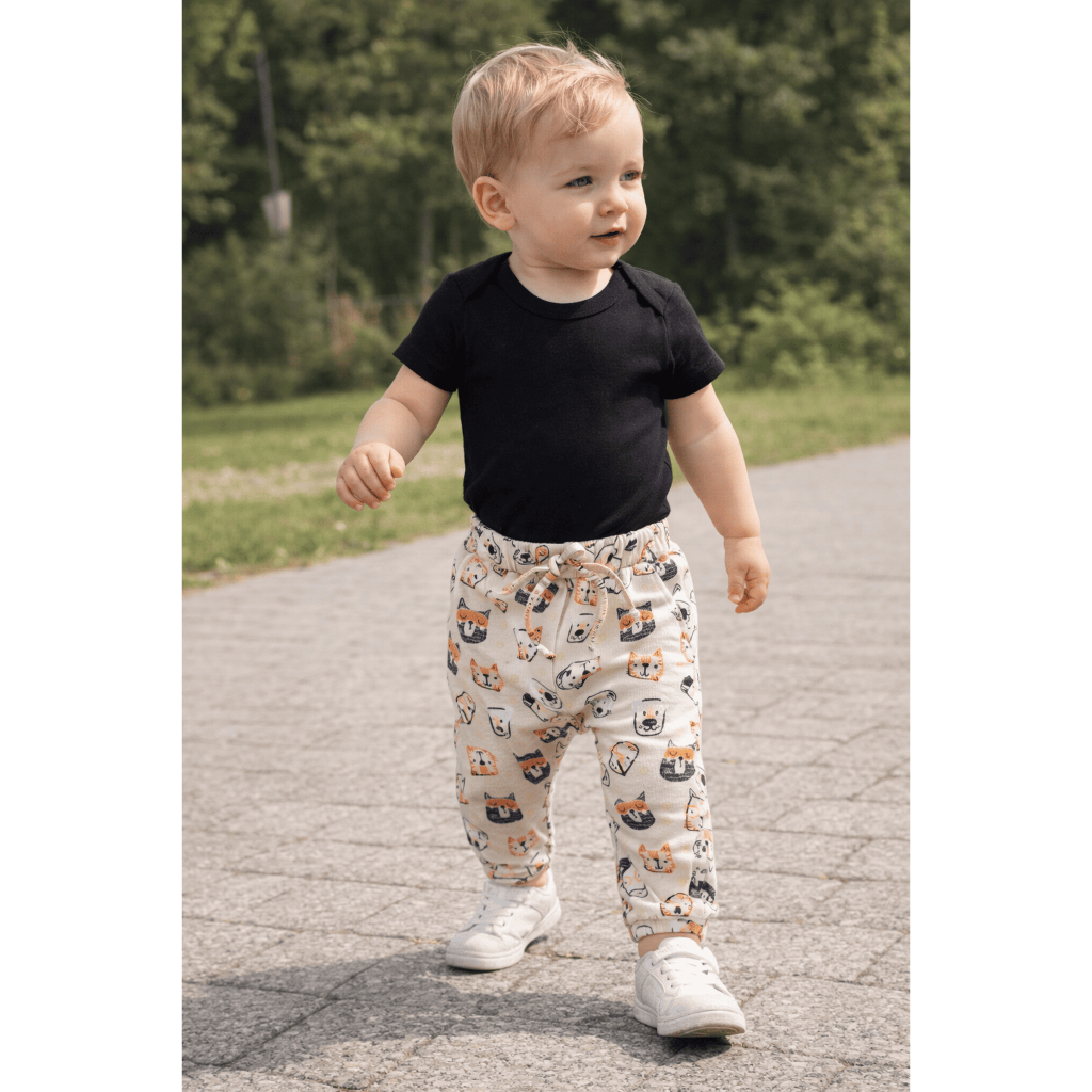 Calça Infantil Canelada Marrom Bichinhos