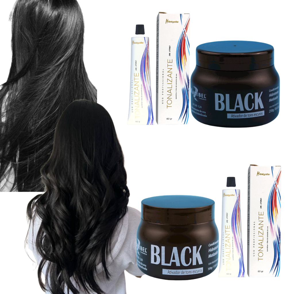 Combo Tonalizante Mairibel/Hidraty 2.0 Preto Sem Amônia + Matizador Black