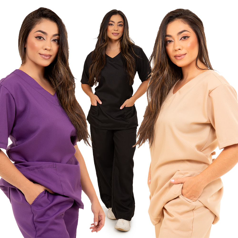 Pijama Cirurgico Scrub Roupa Privativa Hospitalar - Unissex Oxford Liso P/M/G/GG Cuidador Idoso Confort