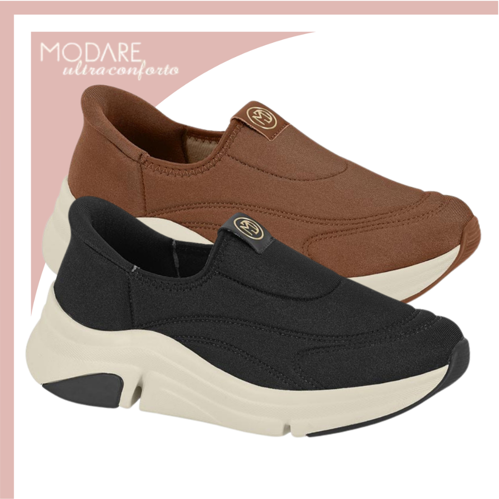 Tênis Feminino Modare Ultraconforto com Elástico Calce Fácil Ortopédico Chunky Plataforma Slip On