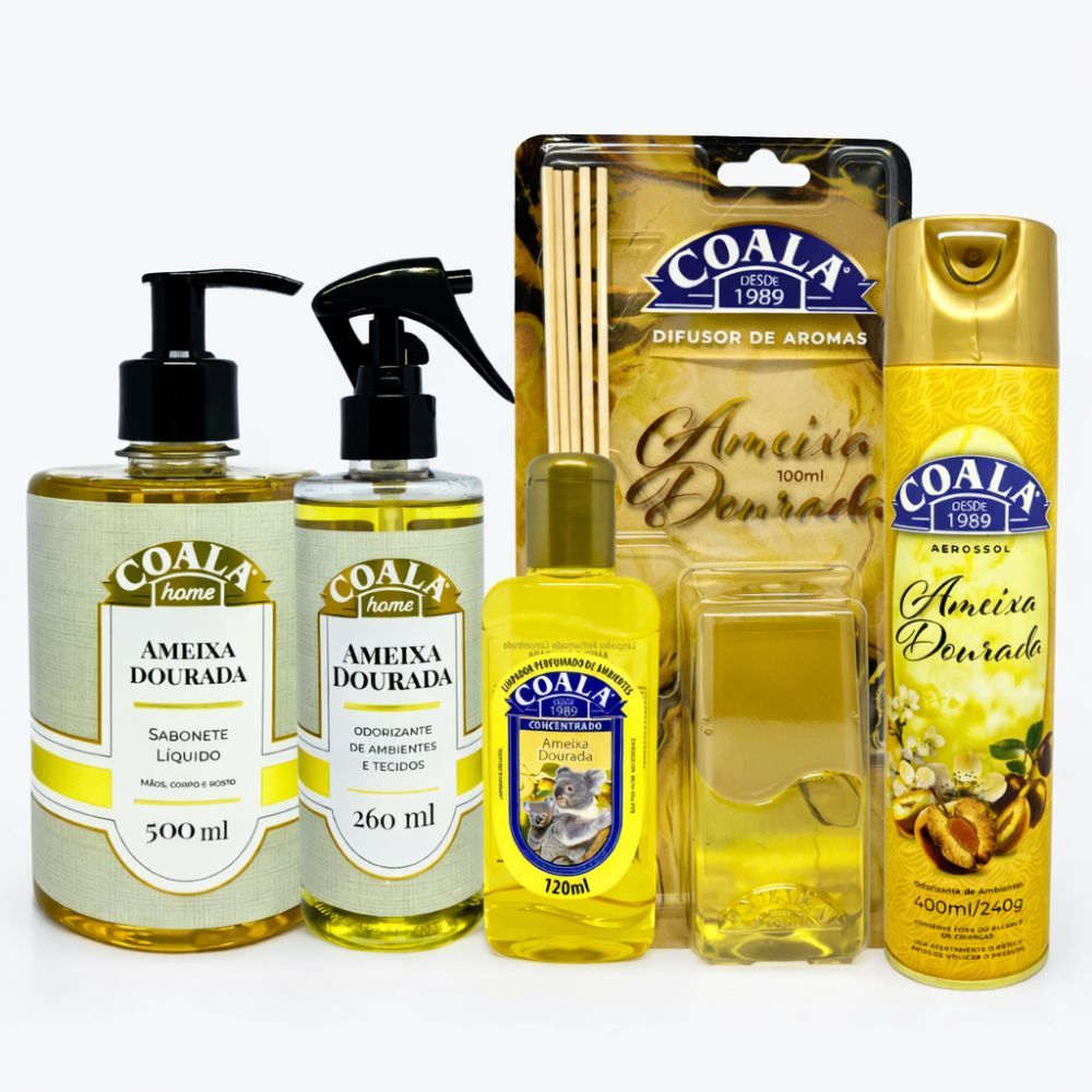 Kit Coala Linha Completa Ameixa Dourada Limpadores Perfumados