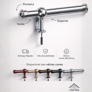 Varão para Cortina 3m 19mm Kit Simples Casa Quarto Sala Diversas Cores em Oferta na Shopee
