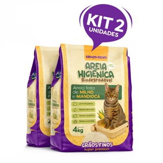 Kit 2 Areia Higiênica Biodegradável Grãos Finos Milho e Mandioca (100% Natural) em Oferta na Shopee