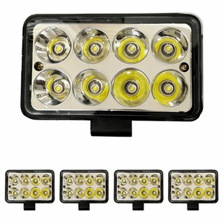 Kit 4 Farol De Milha Retangular 8 Leds 24w Função Alto/Baixo Universal 12/24v