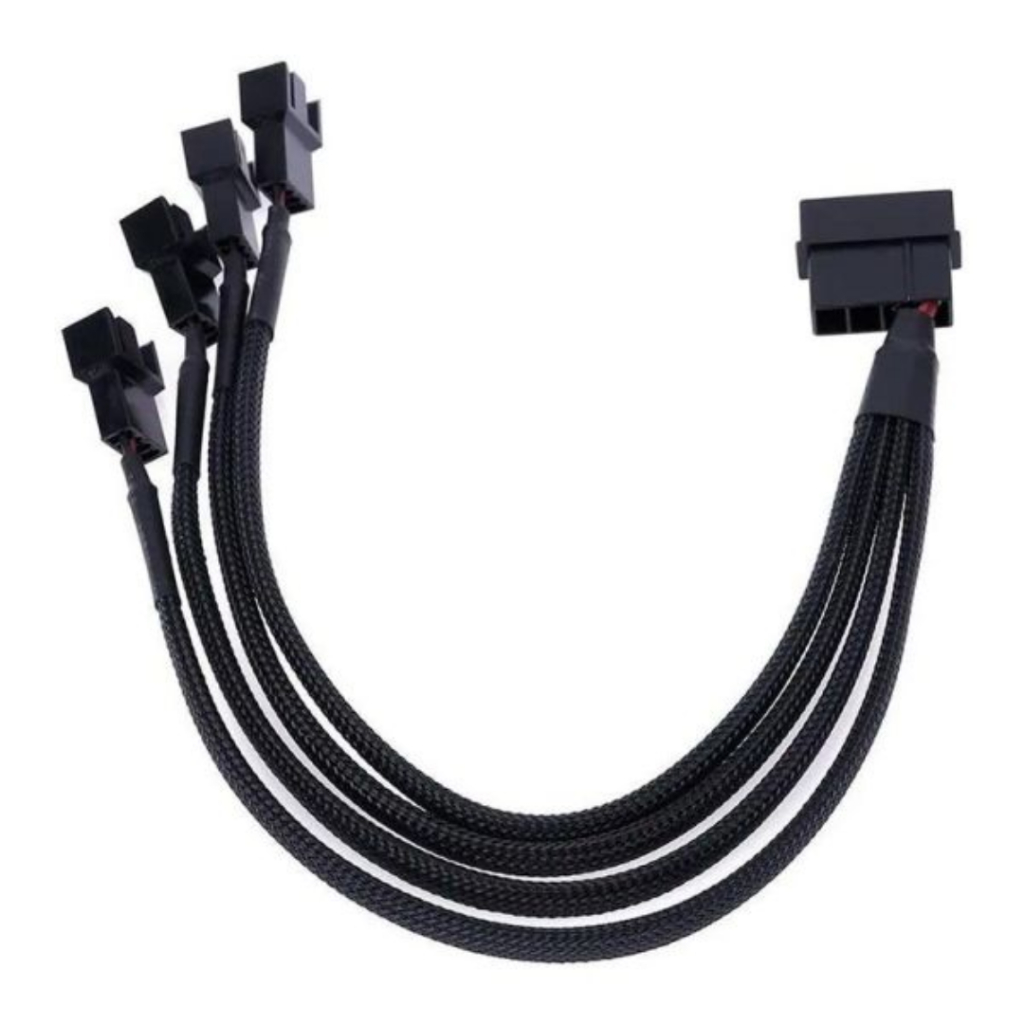 Cabo Molex Adaptador para 4 Cooler Fan 3 e 4 Pinos Ventoinha Reforçado para Fonte e Ventoinhas