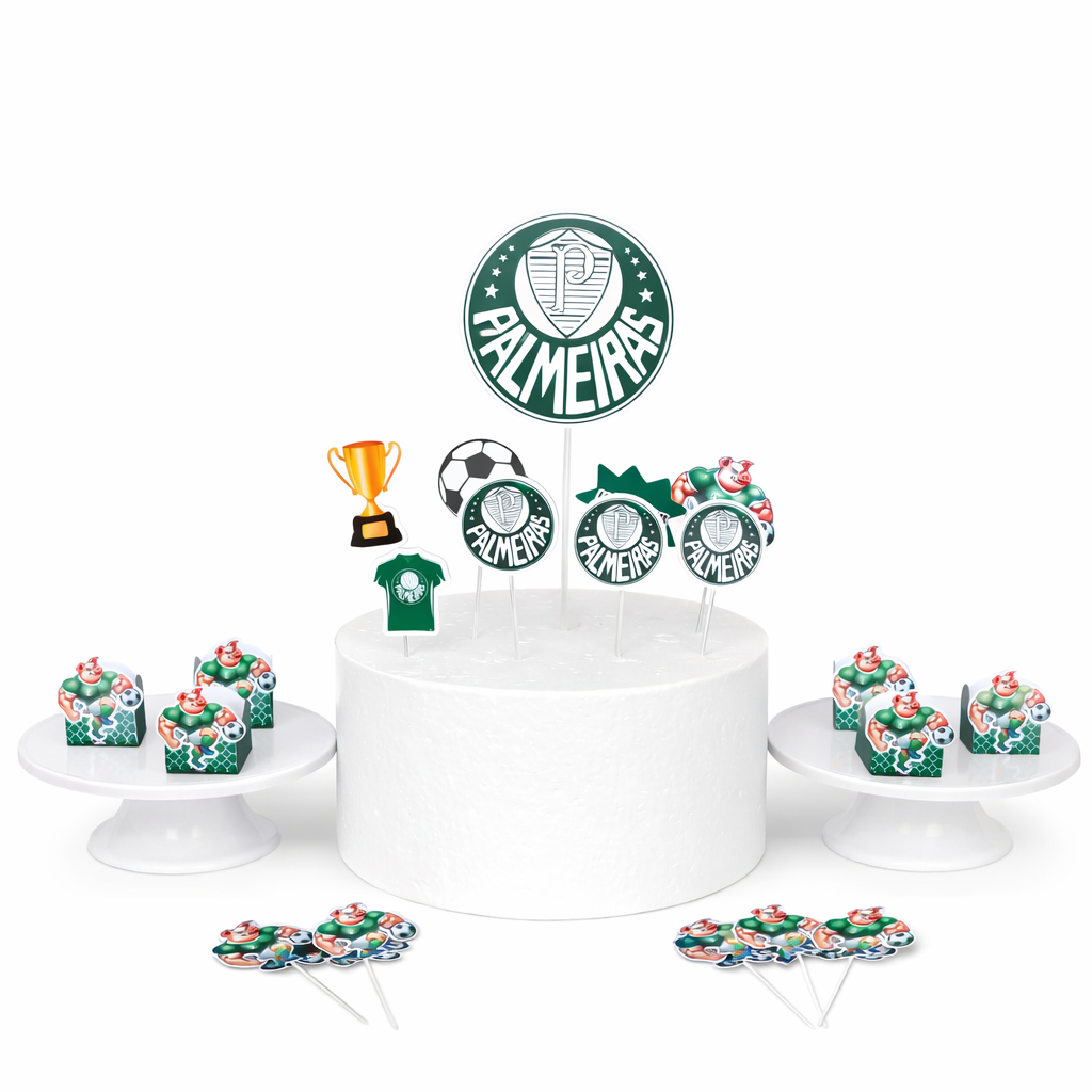 ENVIO RÁPIDO kit do Palmeiras Festa Prática é Fácil de Montar Topo de Bolo Do Palmeiras Forminha personalizada do Porco