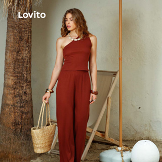 Lovito Conjunto Top Um Ombro e Calça Casual Chic Feminino LB372BRL401 em Oferta na Shopee