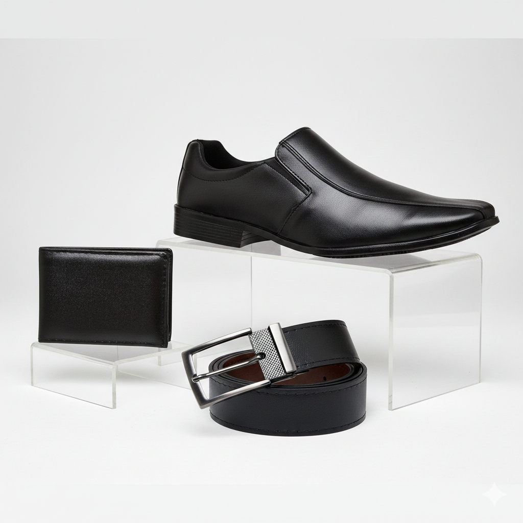 Kit Sapato Social Masculino Preto Marrom Cinto Carteira Mocassim Casual Loafer Sapatenis Oxford Pai