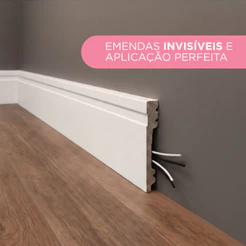 1 Moldura Rodapé Poliestireno Moderno Mdf Resistente Umidade 10cm