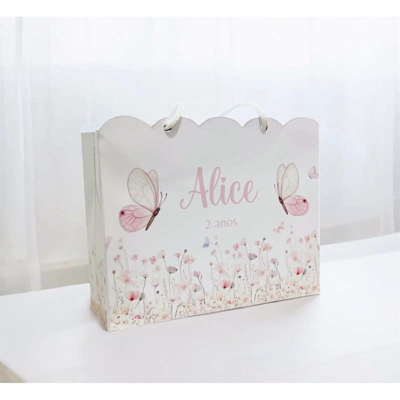 Sacolinhas Personalizadas Kit 10,15,20 e 30 Jardim Encantado, Borboletas | Lembrancinha Infantil - (PEGUE E MONTE)