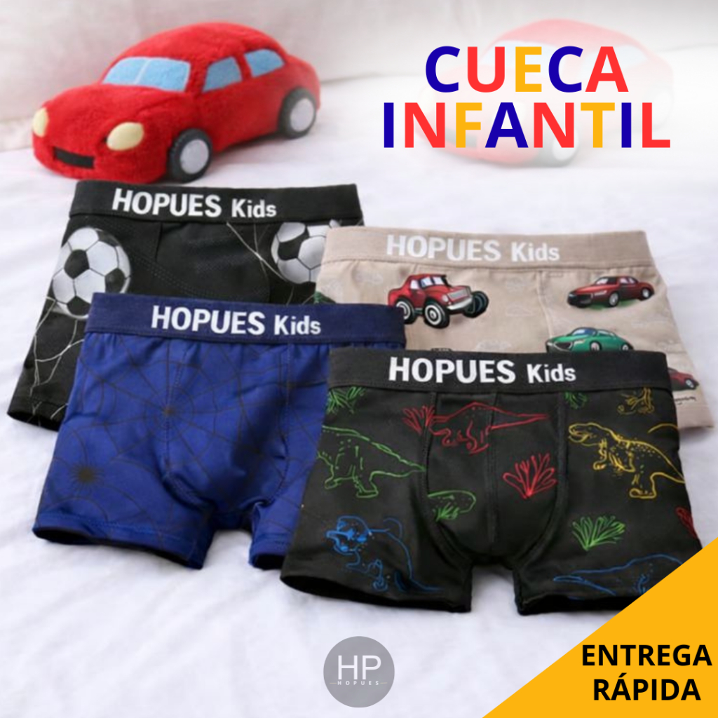 Kit 3/5/7/10 Cuecas Infantil Masculina Microfibra Elástica Estampada Algodão