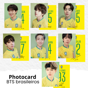 PHOTOCARD BTS BRASILEIROS GIGANTE A4 FANMADE BR em Oferta na Shopee