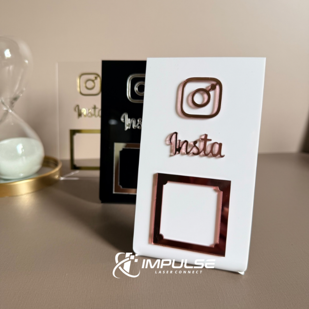 Placa QR Code Instagram Display Em Acrílico 8×14cm Placa De Mesa