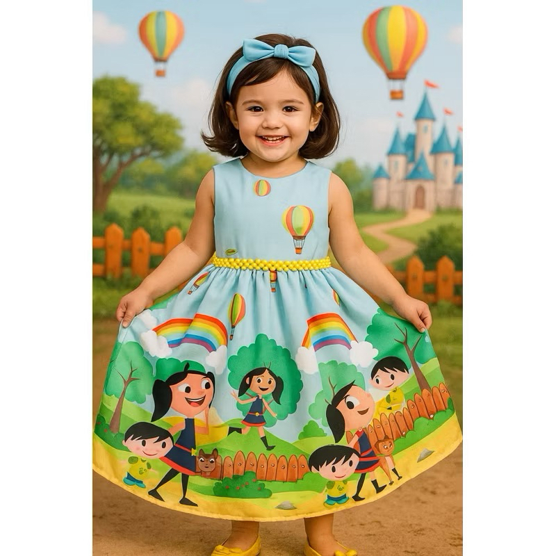 vestido infantil O show da Luna (Mod. Julia jardim )