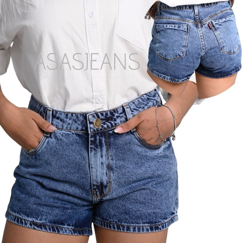Short Jeans Feminino 54 ao 36 Cintura Alta Bolso Funcional Plus Size