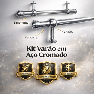 Kit Varão de Cortina Aço Cromado 28mm Alta Resistência Design Moderno em Oferta na Shopee