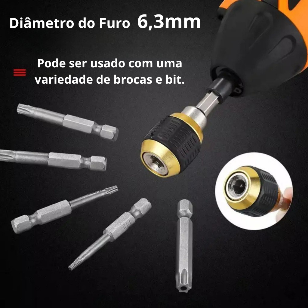 Detalhes do Porta Bits Encaixe Rápido Magnético | Ideal para Chave e Furadeira