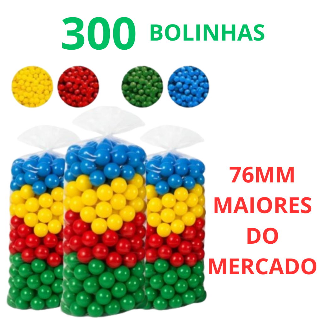 Kit com 300 Bolinhas Coloridas para Piscina, Brinquedoteca e Playroom