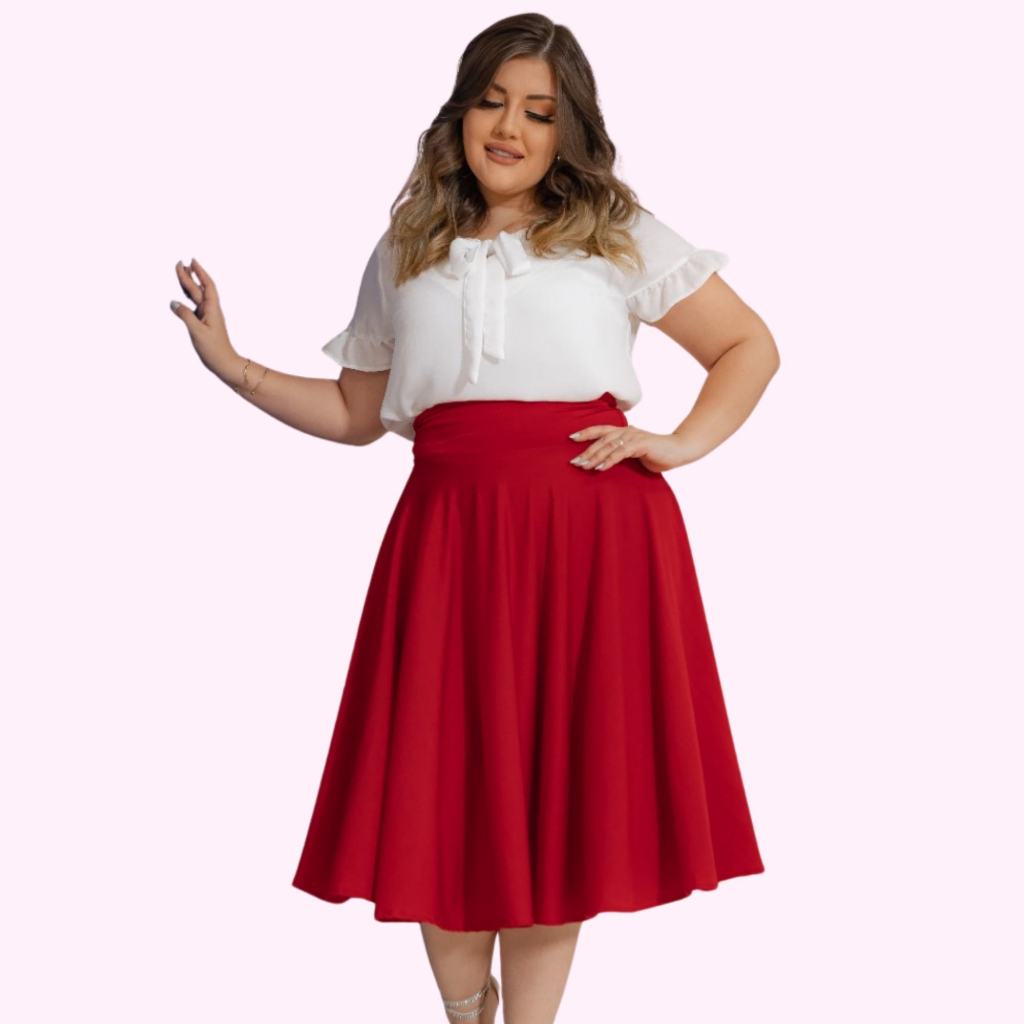 Saia Mídi Godê Rodada Sem Cinto  360 Graus Moda Cristã em Oferta na Shopee
