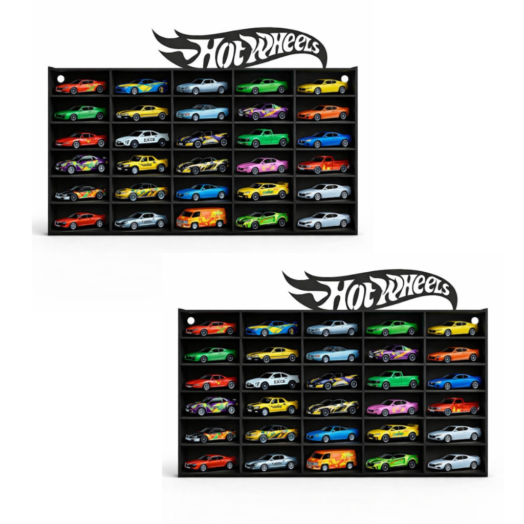Expositores de Carrinhos Suporte de Parede Para 50 Carrinhos HotWheels em Oferta na Shopee