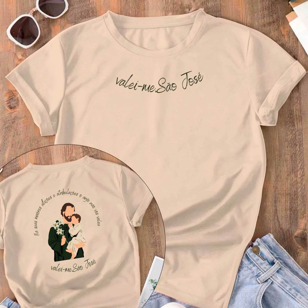 Camiseta Tradicional Adulto Infantil São José Cristão Religioso Católico 100% Algodão em Oferta na Shopee
