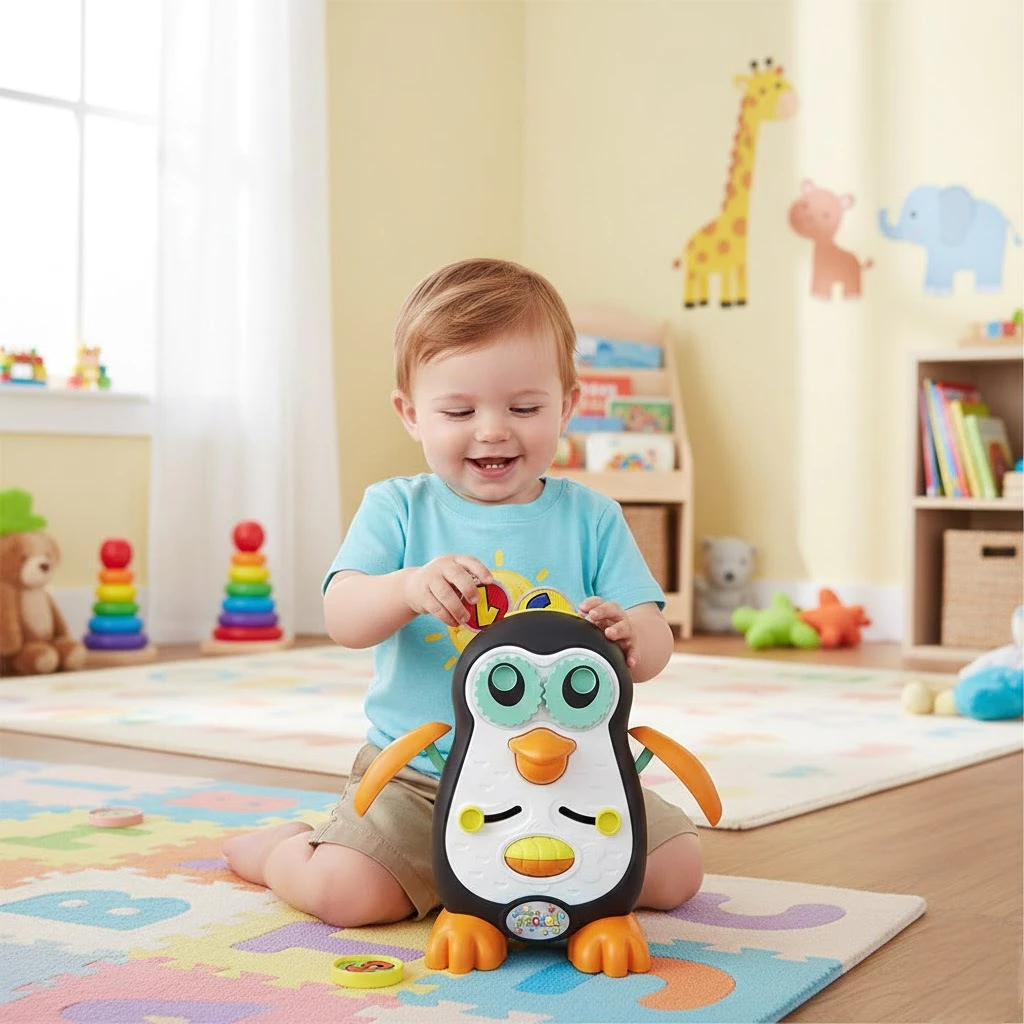 Pinguino Brinquedo Educativo Som Infantil Bonequinho Animal Presente Criança Asinha Menina Menino