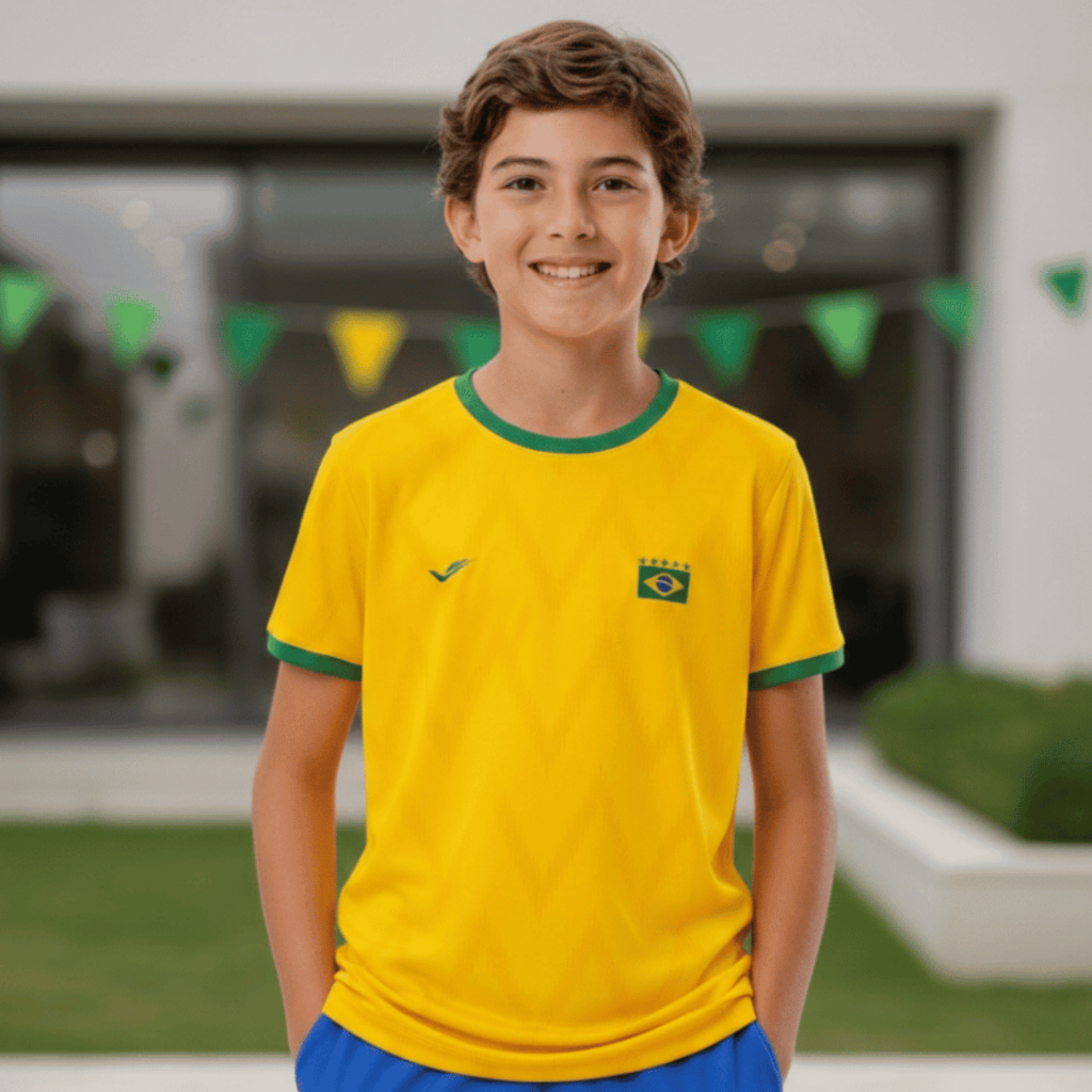 Camisa Brasil Infantil 2026 Torcedor Dry Fit Amarela Conforto Respirável Futebol Dia a Dia