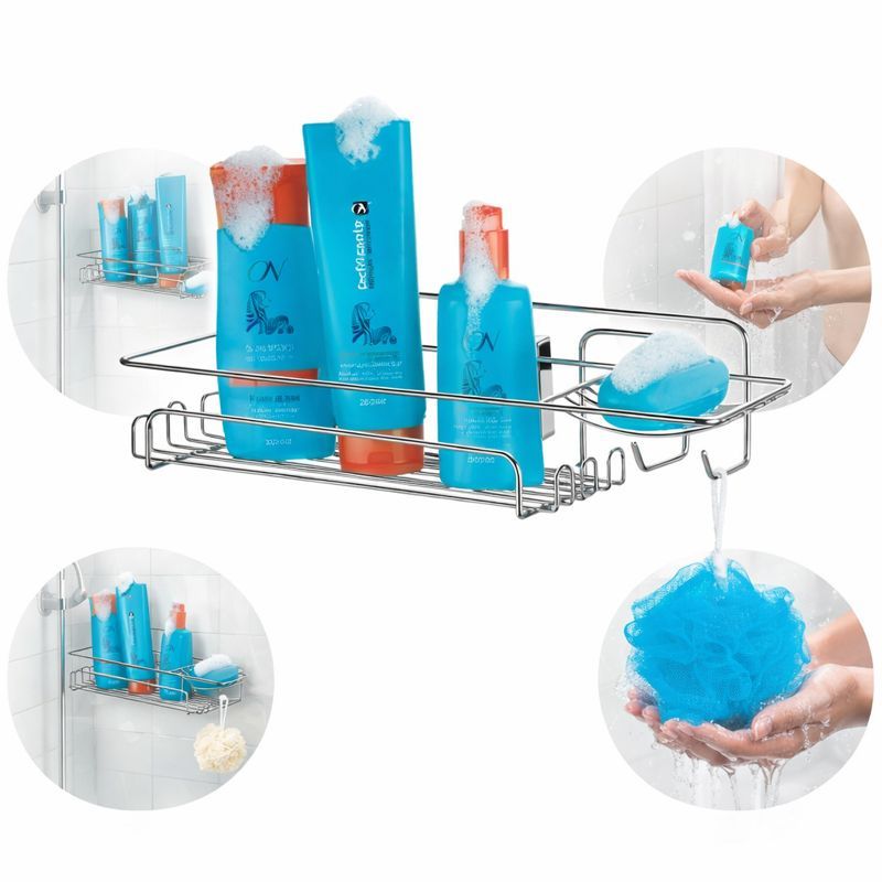 Suporte De Banheiro Porta Shampoo De Parede Com Ventosa em Oferta na Shopee