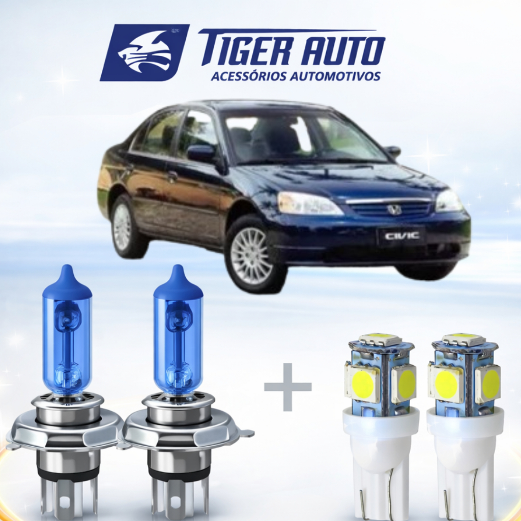 Lâmpada farol ALTO / BAIXO - SUPER BRANCA HONDA CIVIC 1992 ATÉ 2003