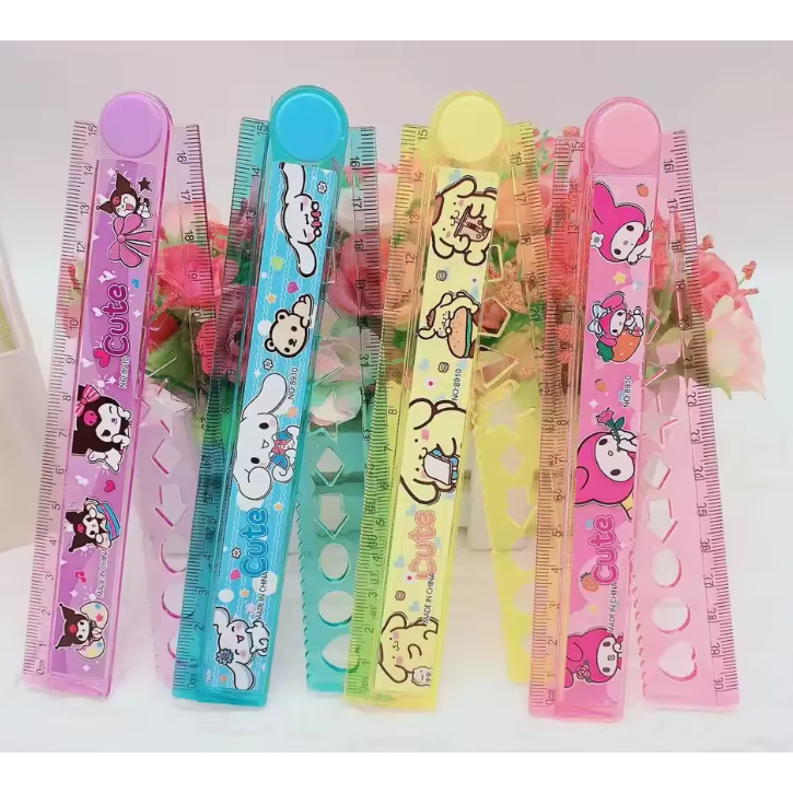 Régua Dobrável Sanrio ✨Kuromi, Cinnamoroll, My Melody, Pompompurin em Oferta na Shopee