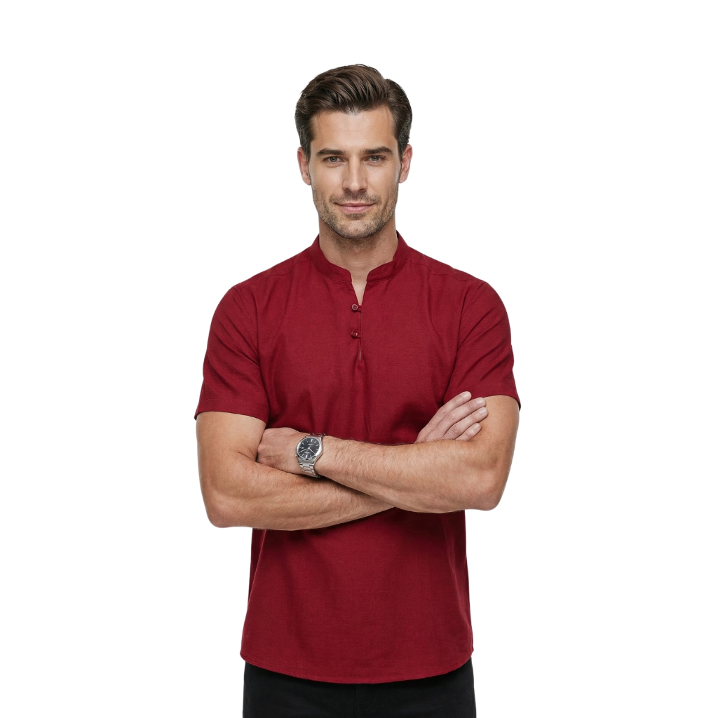 Camisa Bata Masculina Slim Social Manga Curta Luxo Fit Leve Tecido Premium Varias Cores Moda Confortavel Elegante Casual