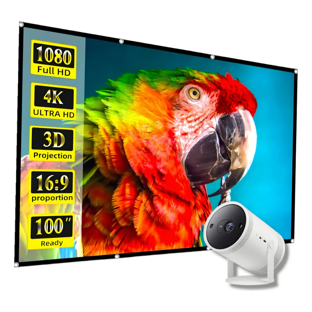 Tela Projeção Vithu 150 Polegadas 2,5 x 1,5 Metros Serve p/ Todos Projetores Full Hd 4K Ilhos Area interna Externa em Oferta na Shopee