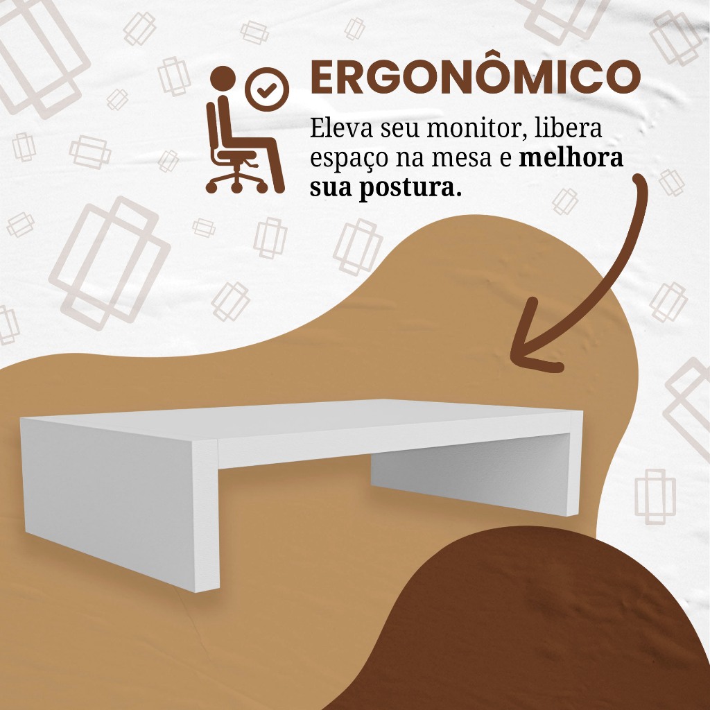 Suporte para Monitor MDF Elevador Notebook Organizador Mesa Gamer Escritório Ergonômico