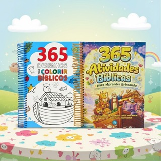 Kit C/2 Livros / 365 Desenhos Bíblicos + 365 Atividades Bíblicas / Espiral em Oferta na Shopee
