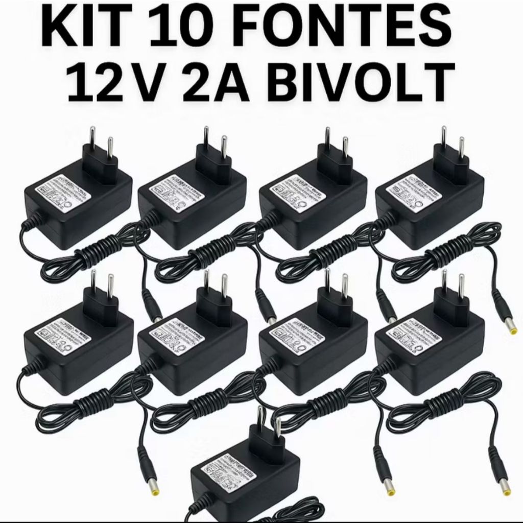 Kit 10 ou 20 Unidades Fonte de Alimentação 12V 1.5A e 2.5A - PARA ROTEADORES,RECEPTORES E FITAS DE LED e Outros Eletroni