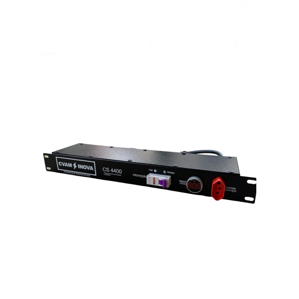 Régua Rack 19 Som 8+1 Tomadas Disjuntor Com Voltimetro 4400w Para Som Profissional e Estúdio