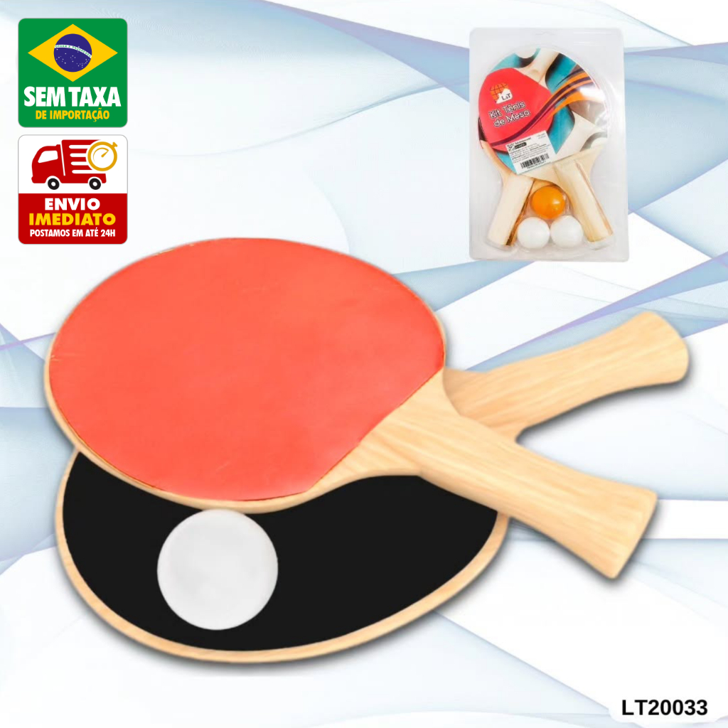 Kit Tênis de Mesa 2 Raquetes Madeira 3 Bolinhas Ping Pong Sem Rede Lazer