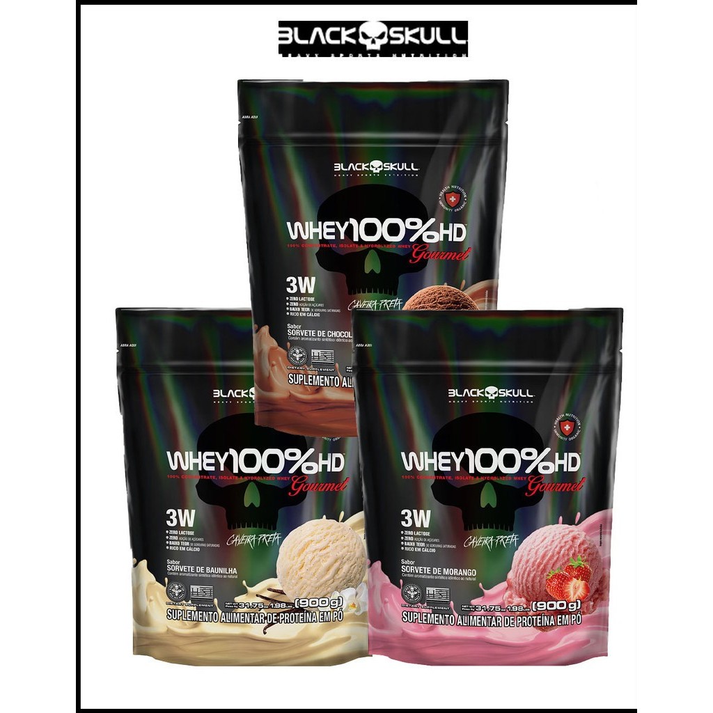 Whey 100% HD Gourmet Refil 907g - Black Skull em Oferta na Shopee