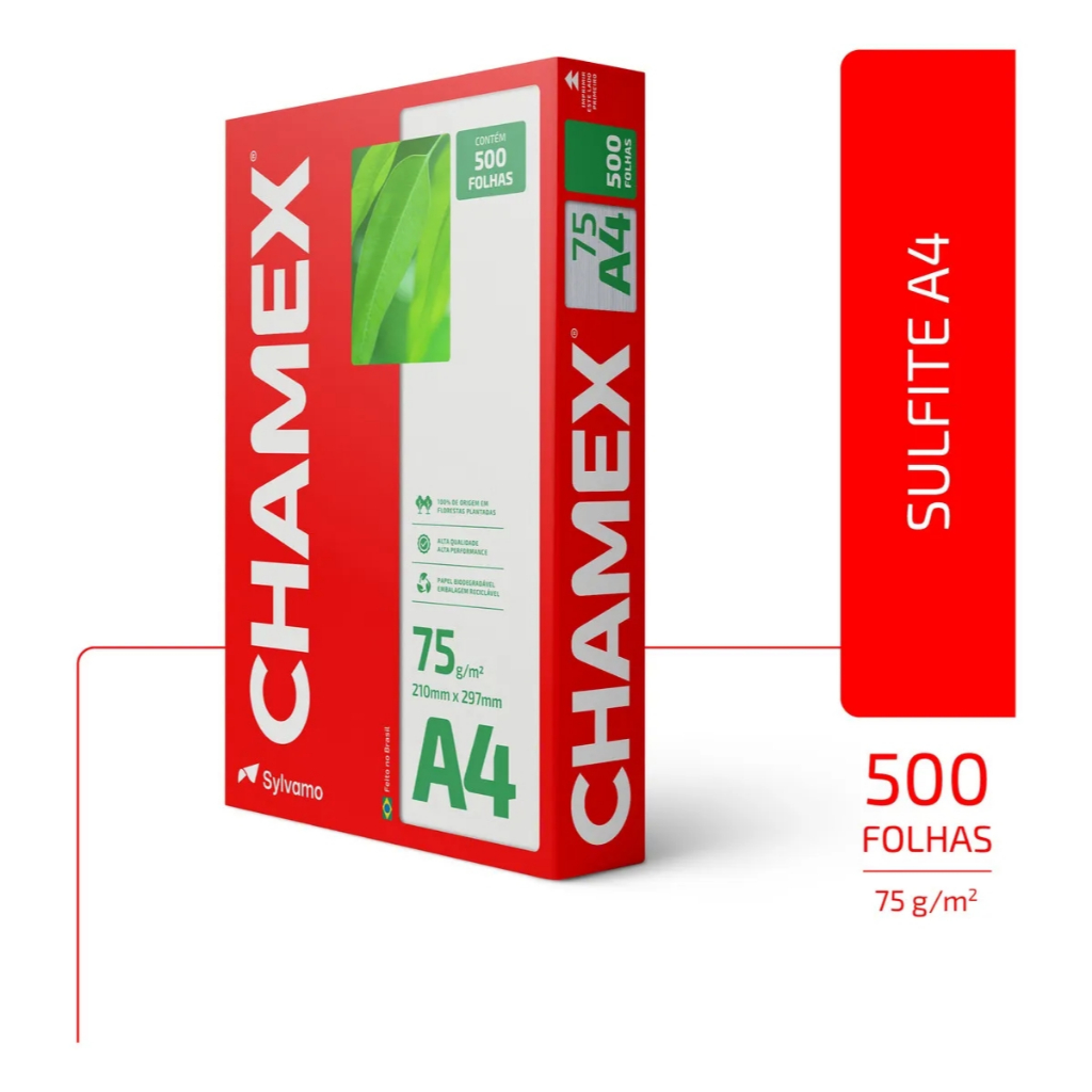 500 FOLHAS CHAMEX/HP - RESMA - ENVIO RÁPIDO