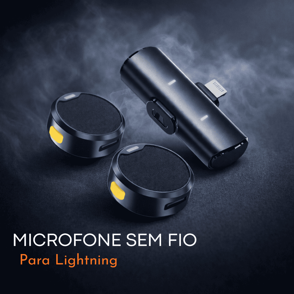 Microfone Lapela Sem Fio Lightning Tipo C Iphone Android