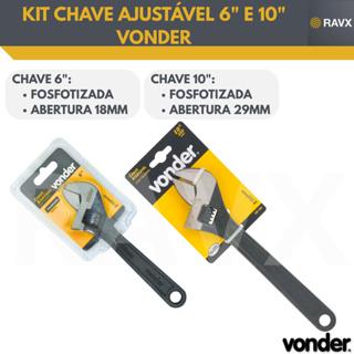 Kit Chave Inglesa Ajustável 6” + 10” Vonder – Fosfatizadas – Aço Carbono – Alta Resistência em Oferta na Shopee