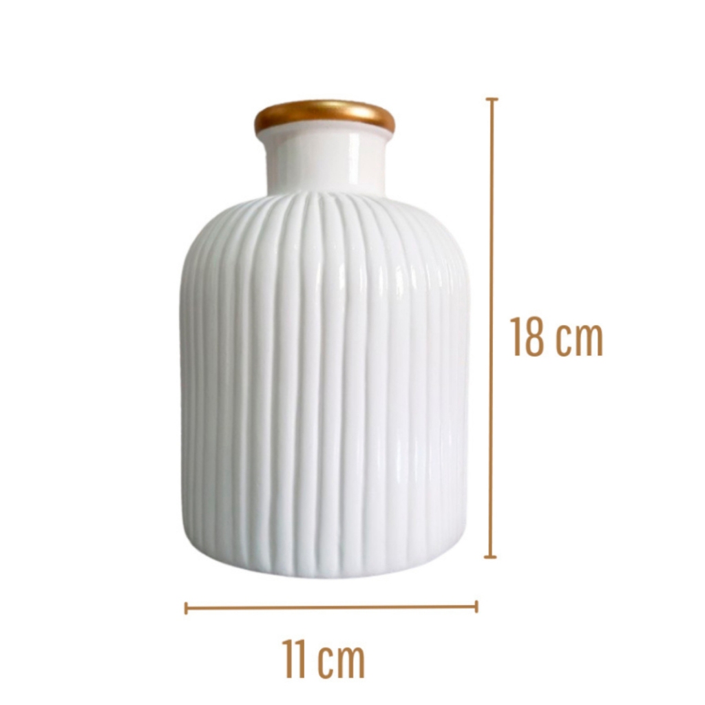 Vaso Vasinho Decorativo Planta Cerâmica Enfeite Mesa Sala Decorar Rack Detalhe Dourado Colorido — imagem 2 de 2