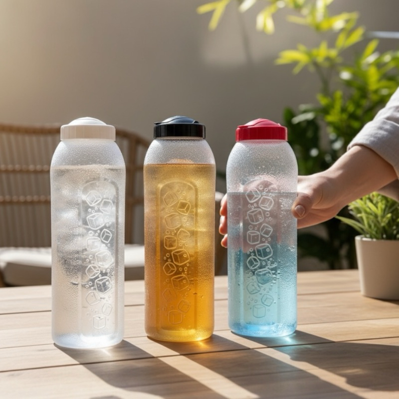 KIT 3 GARRAFAS PLÁSTICAS GELADEIRA 1,5L TRANSPARENTE, TAMPA VERMELHA, PRETA OU BRANCA em Oferta na Shopee