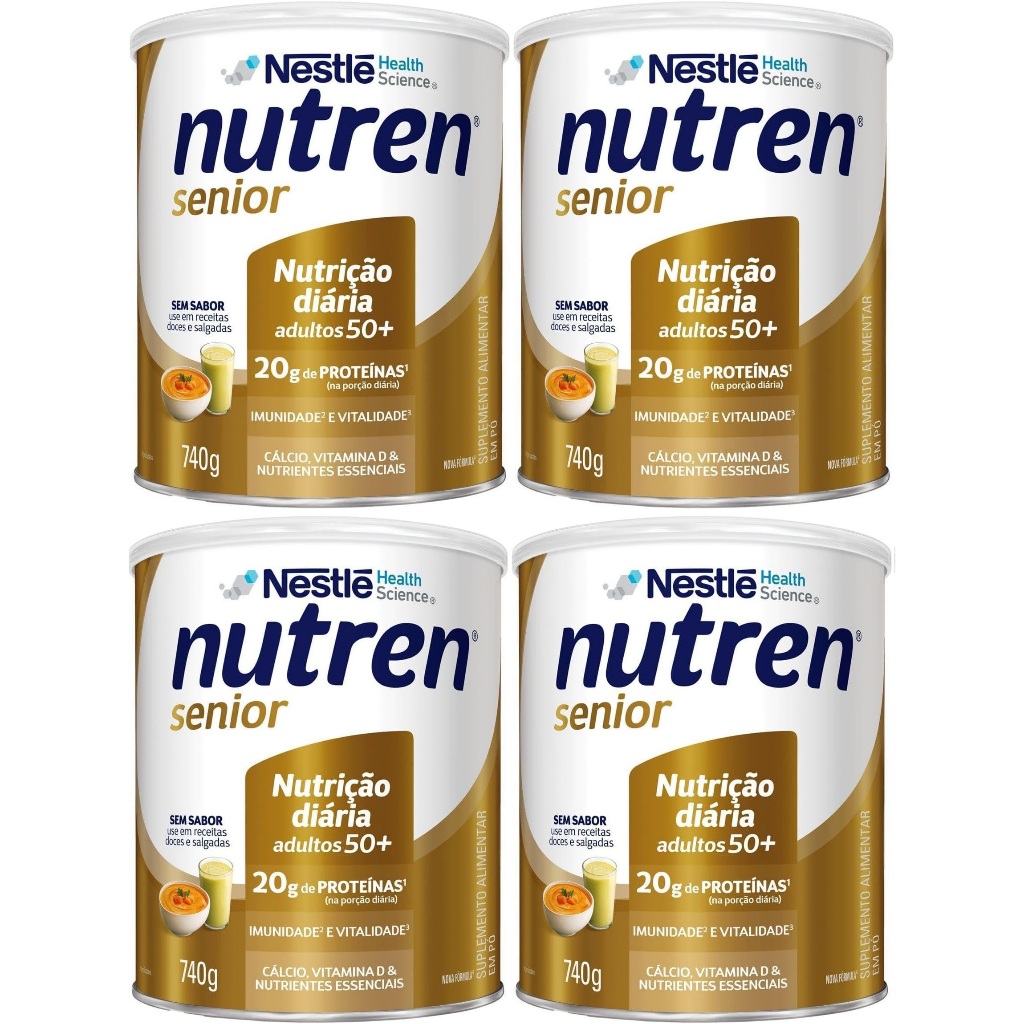 Kit 4 Latas Nutren Sênior Sem Sabor  - 740g cada em Oferta na Shopee