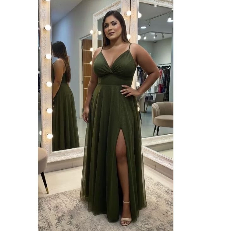 Vestido de Madrinha Casamento Fenda Lilas Oliva Serenity Terracota em Oferta na Shopee