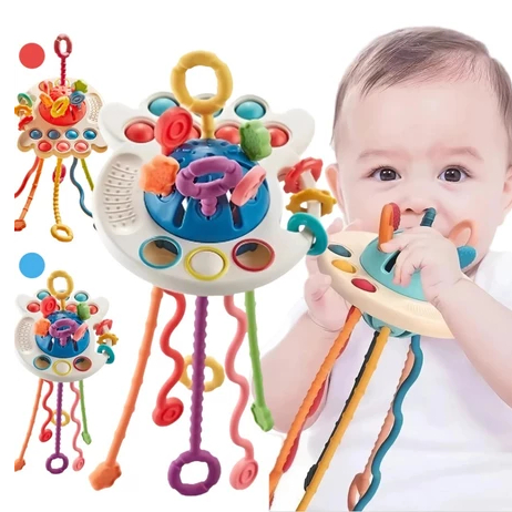 Brinquedo De Dentição De Bebê-Corda Sensorial Montessori Silicone Mastigável Recém-Nascidos